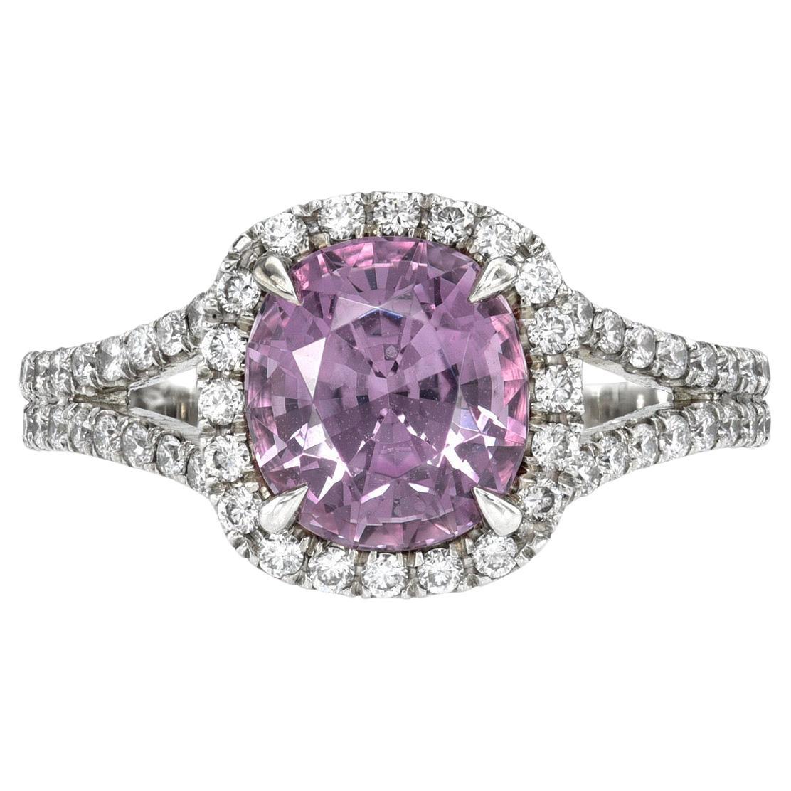 Pink Spinel Ring 2.22 Carat Cushion Burma