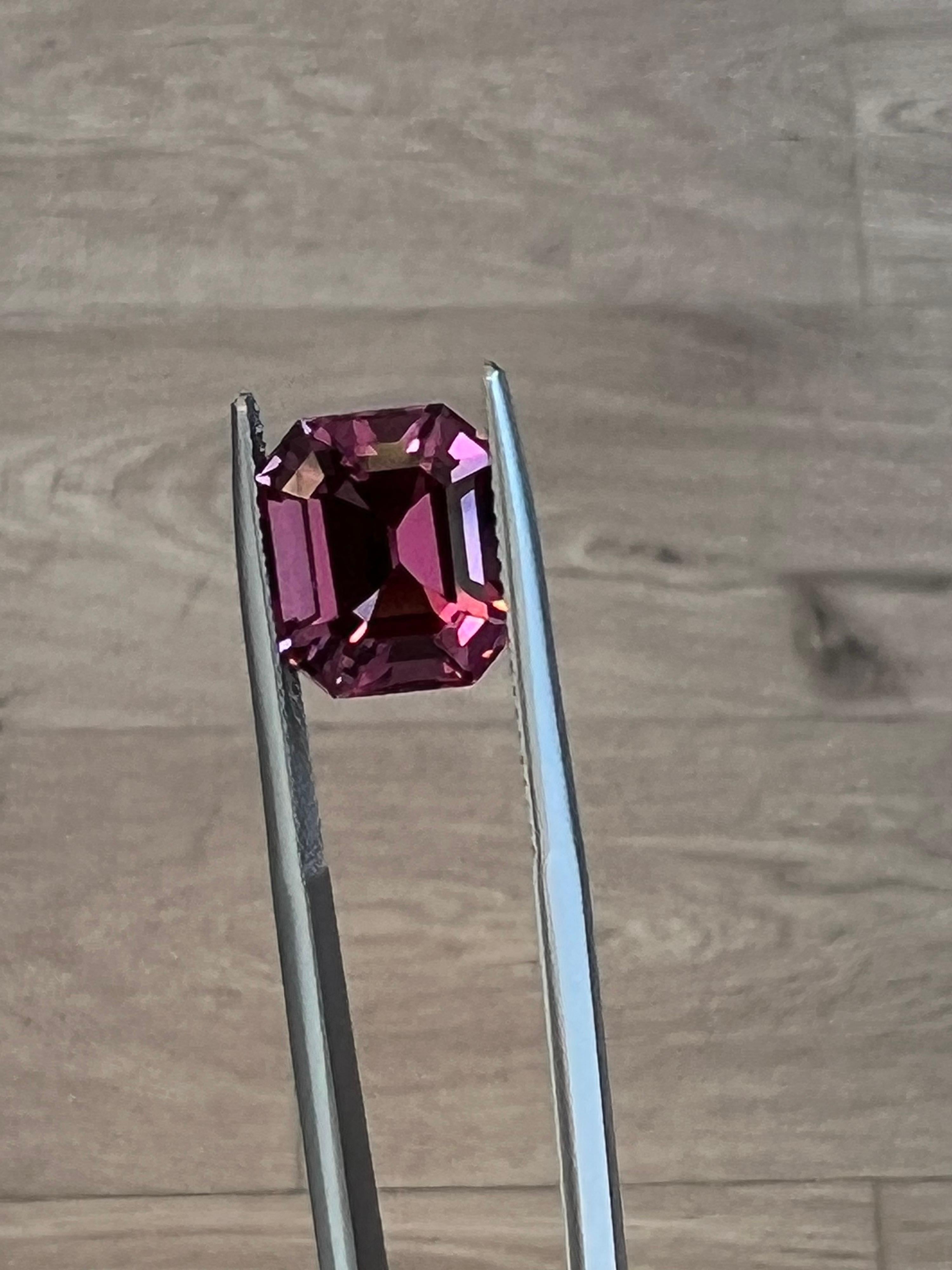 Contemporary Pink Spinel Ring Gem 6.04 Carat Emerald Cut Loose Gemstone Loupe Clean For Sale