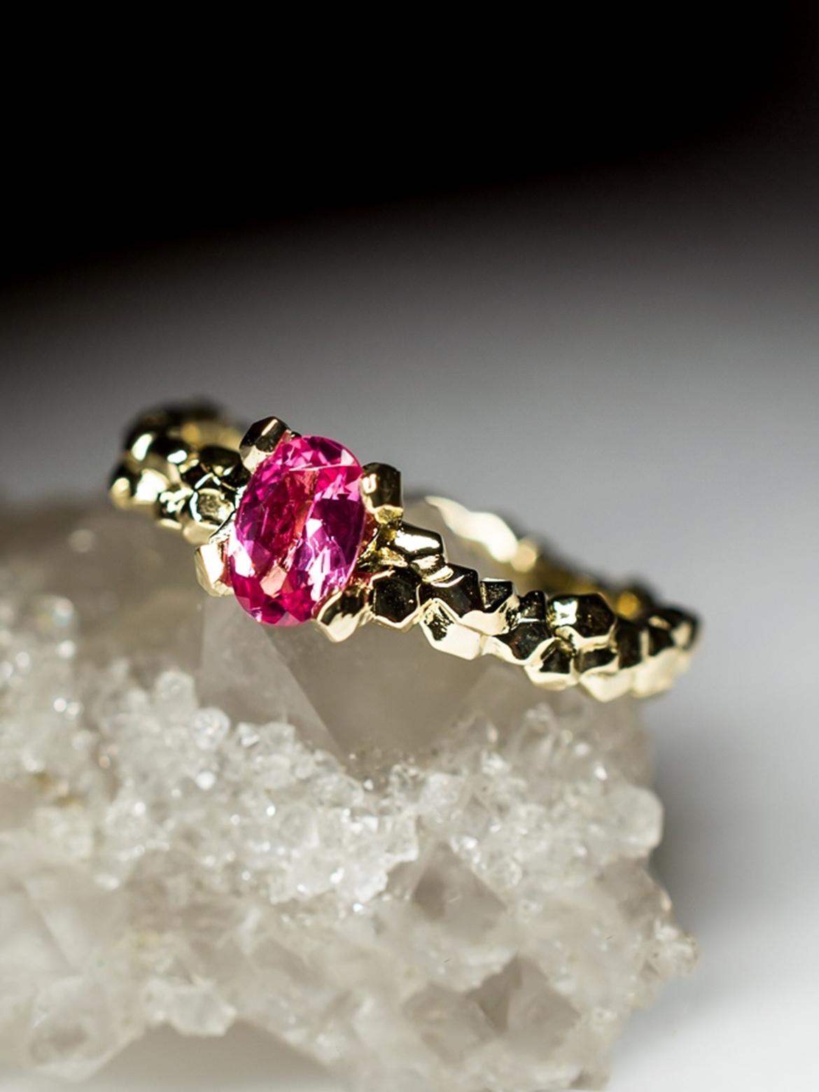 Rosa Spinell Ring Gold Classic Oval Schliff Edelstein Verlobung Geschenk 6