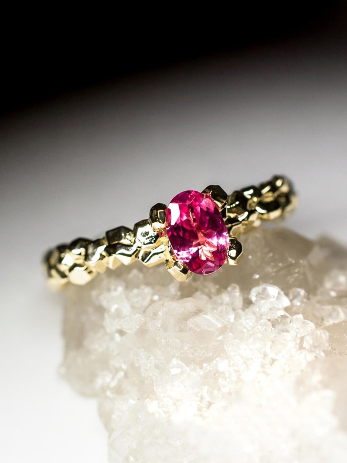 Rosa Spinell Ring Gold Classic Oval Schliff Edelstein Verlobung Geschenk (Kunsthandwerker*in)