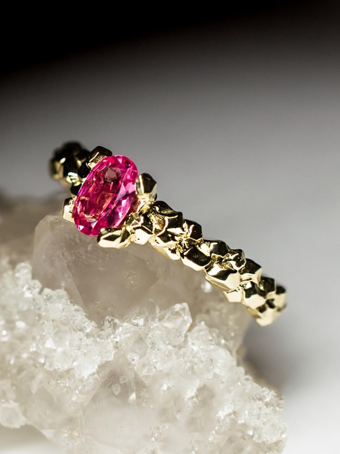 Rosa Spinell Ring Gold Classic Oval Schliff Edelstein Verlobung Geschenk 2
