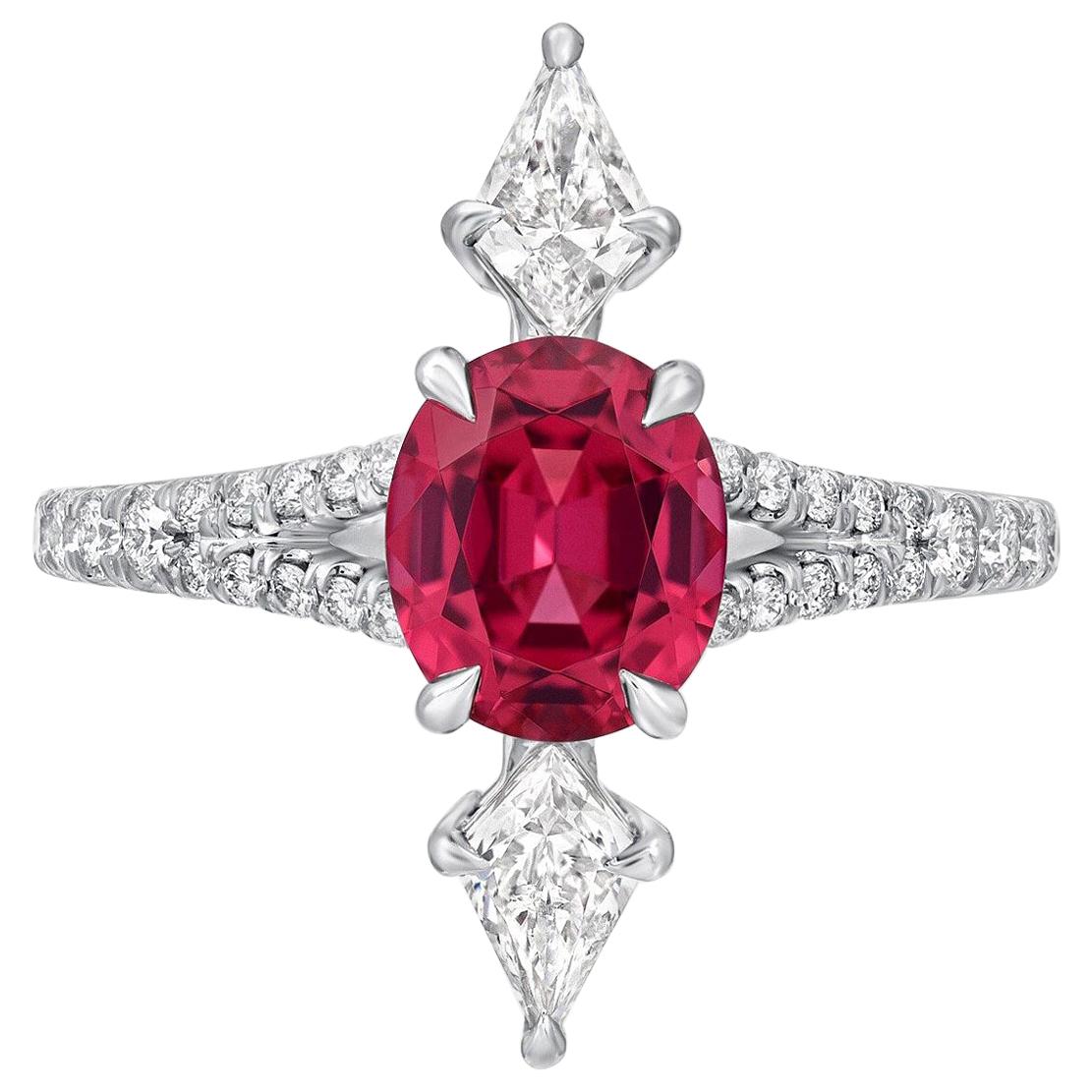 Pink Spinel Ring 1.47 Carat Oval