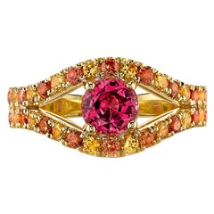 Pink Spinel & Sapphire 18K Yellow Gold Eye Ring