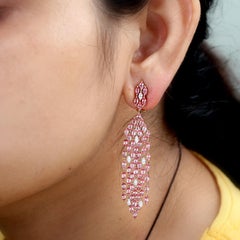 Rosa Spinell Wasserfall baumeln Ohrringe mit Diamanten in 18k Rose Gold gemacht
