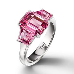 Pink Spinels Ring, 18k White Gold & Pink Spinels Ring