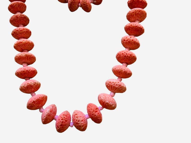 Collier Vintage En Chute De Corail éponge - Bijou Ancien Occasion