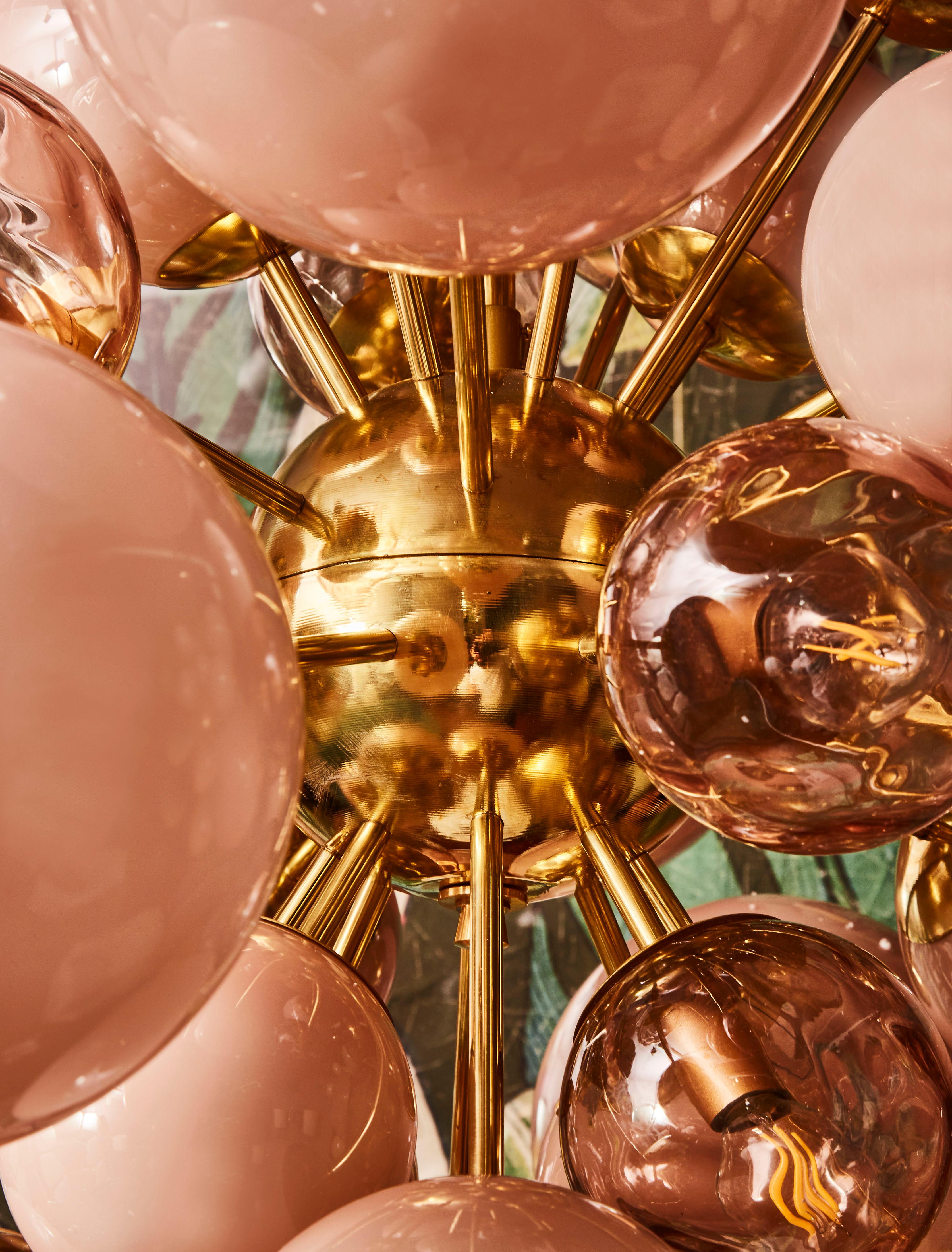 Mid-Century Modern Pink Sputnik Chandelier by Studio Glustin