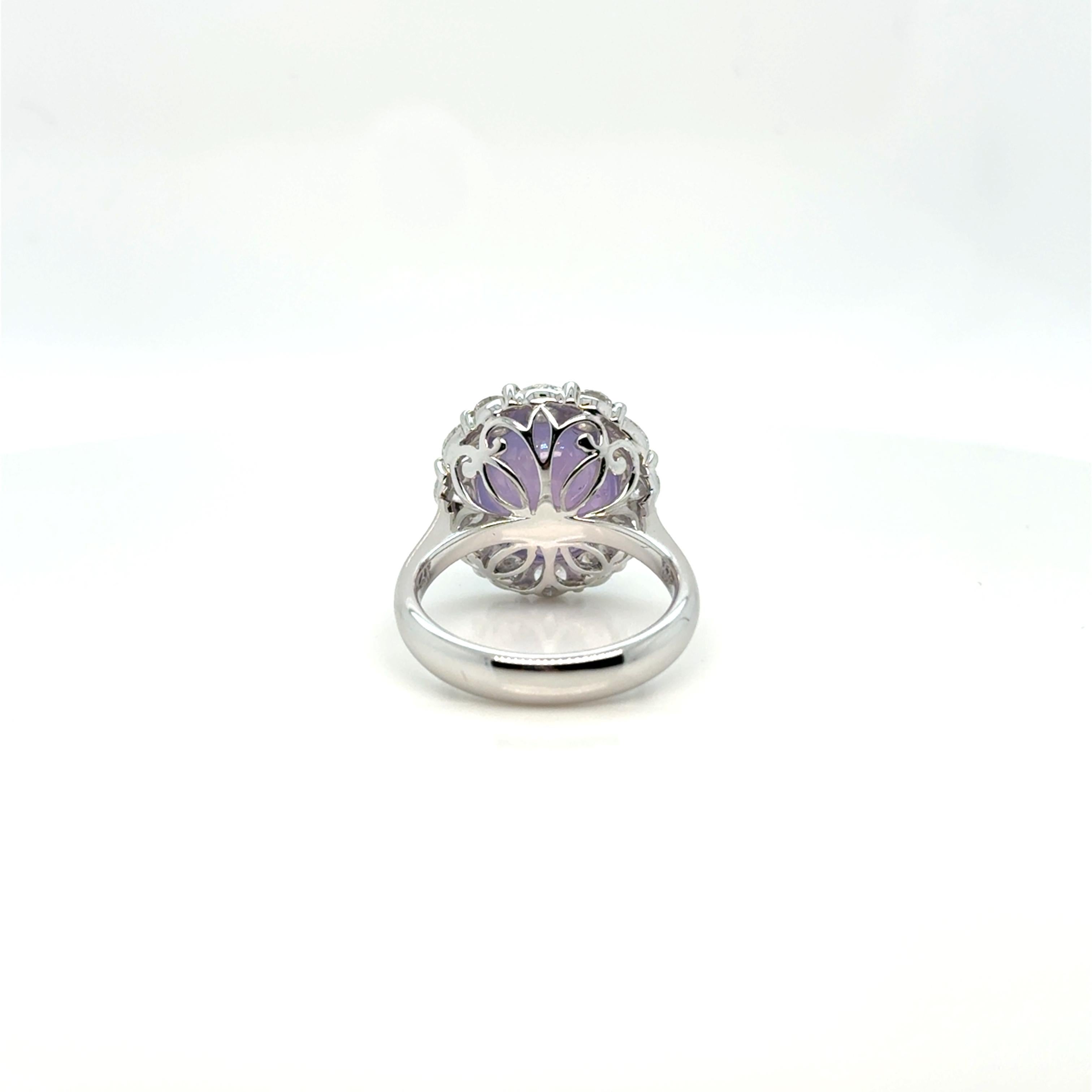 Modern Pink Star Sapphire & Diamond Ring For Sale