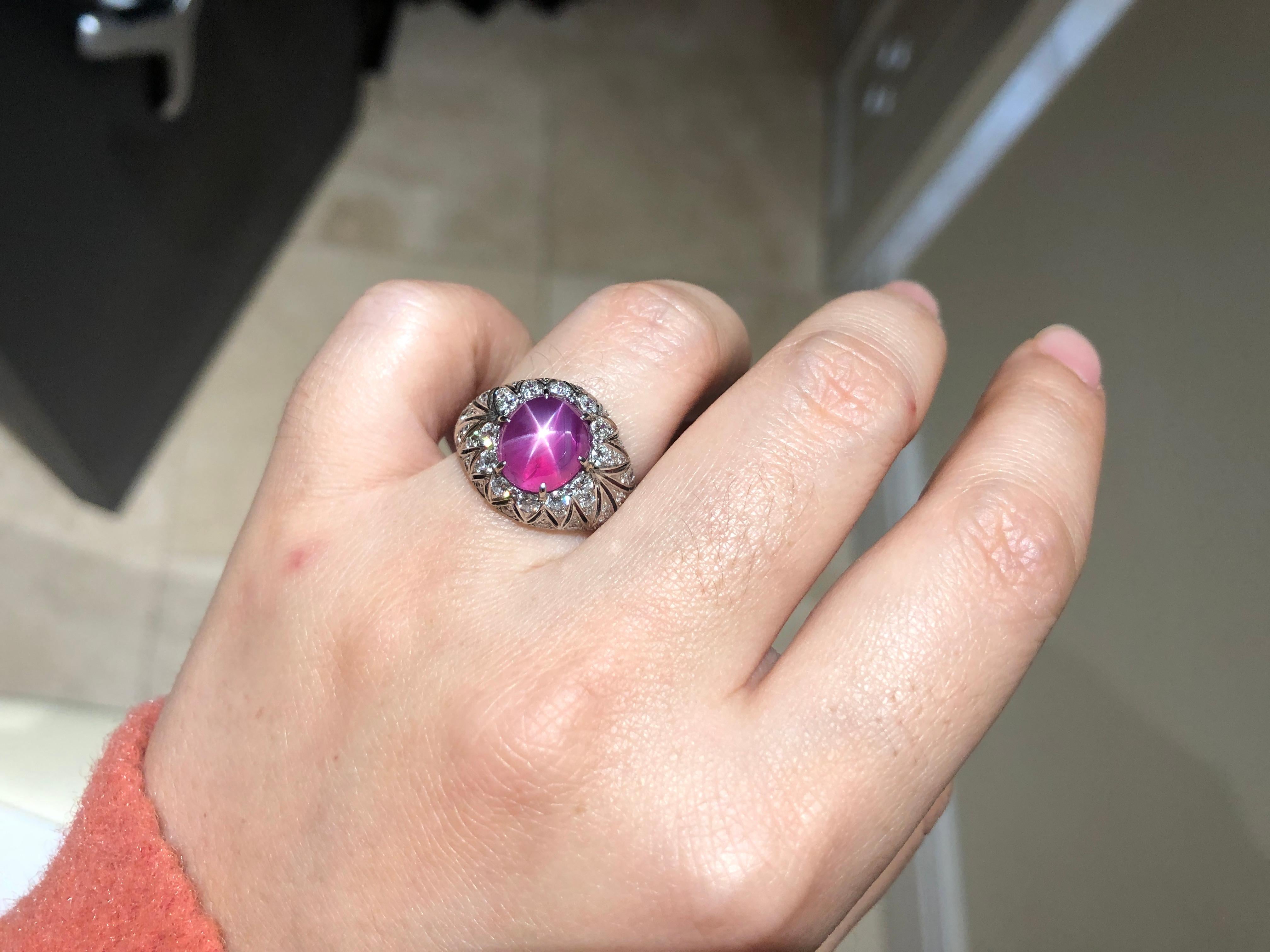 vintage pink star sapphire ring