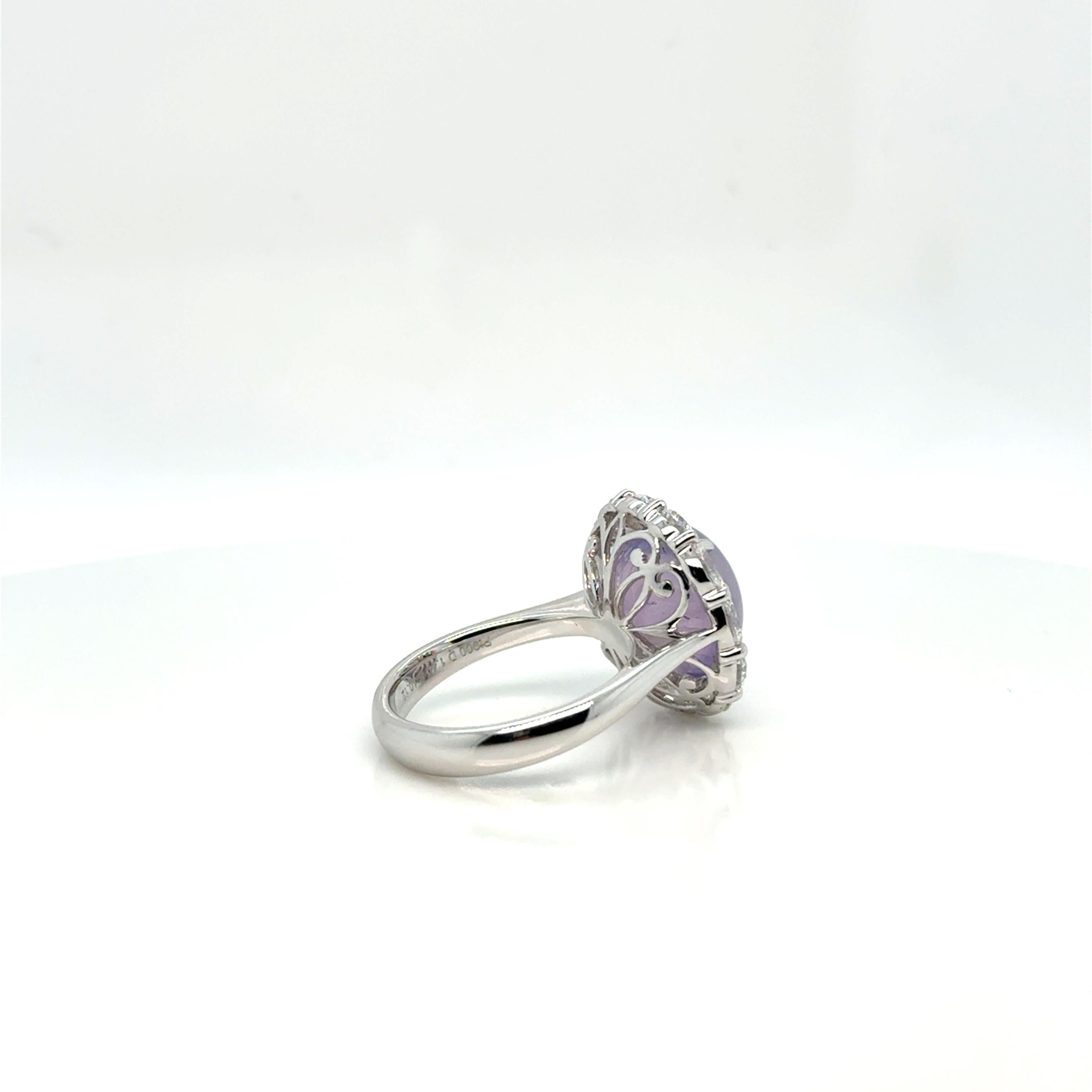 Cabochon Pink Star Sapphire & Diamond Ring For Sale