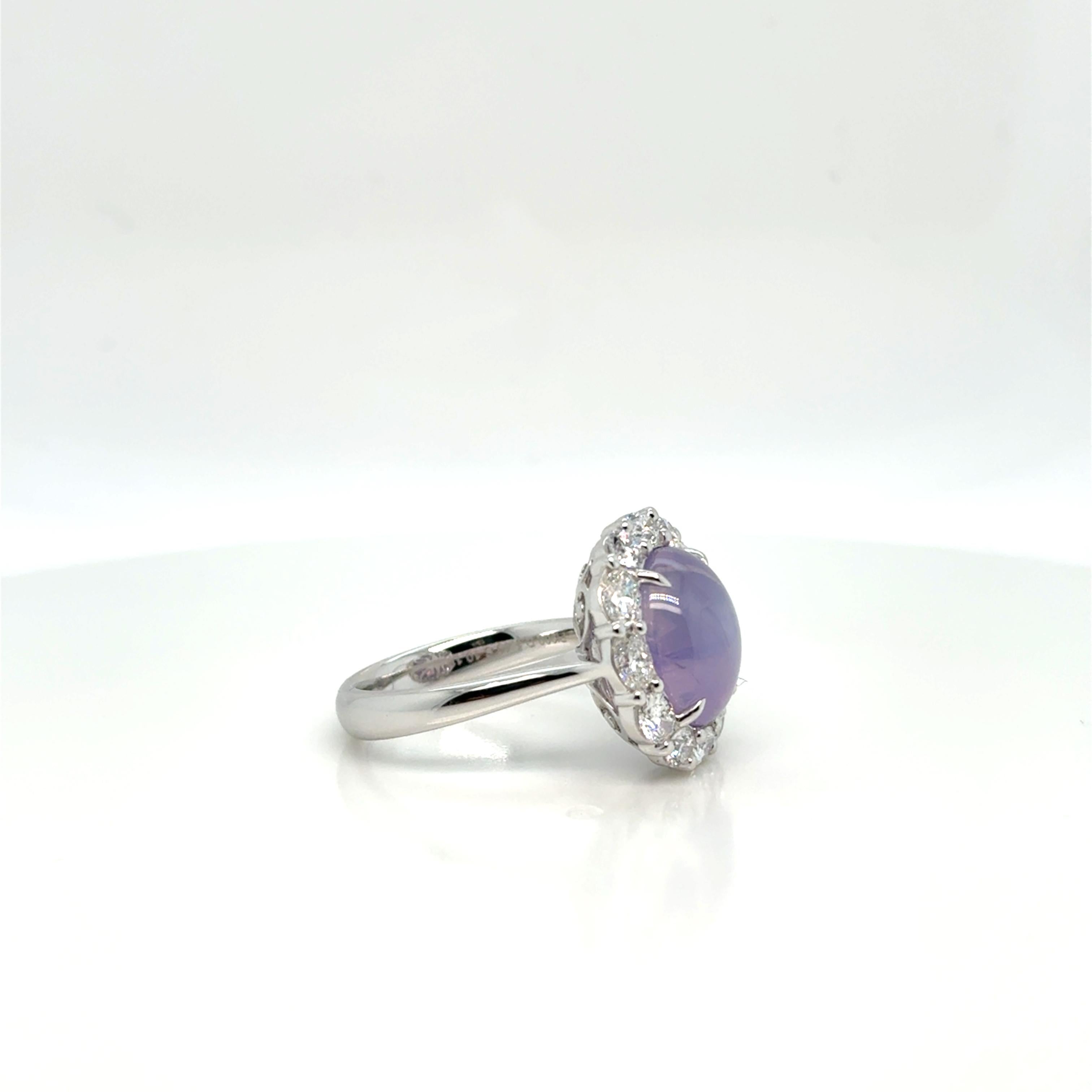 Pink Star Sapphire & Diamond Ring In Excellent Condition For Sale In Malmö, SE