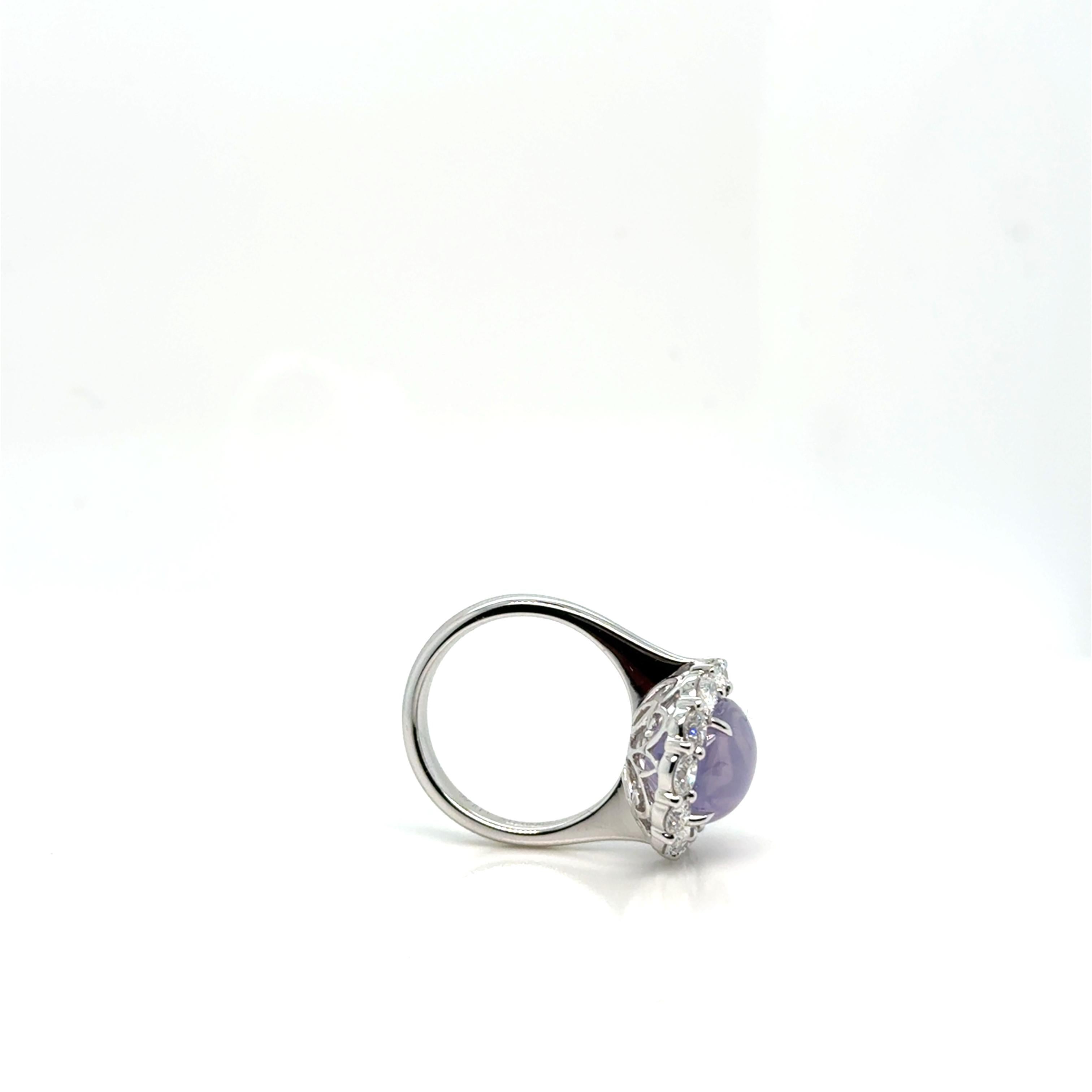 Women's or Men's Pink Star Sapphire & Diamond Ring For Sale