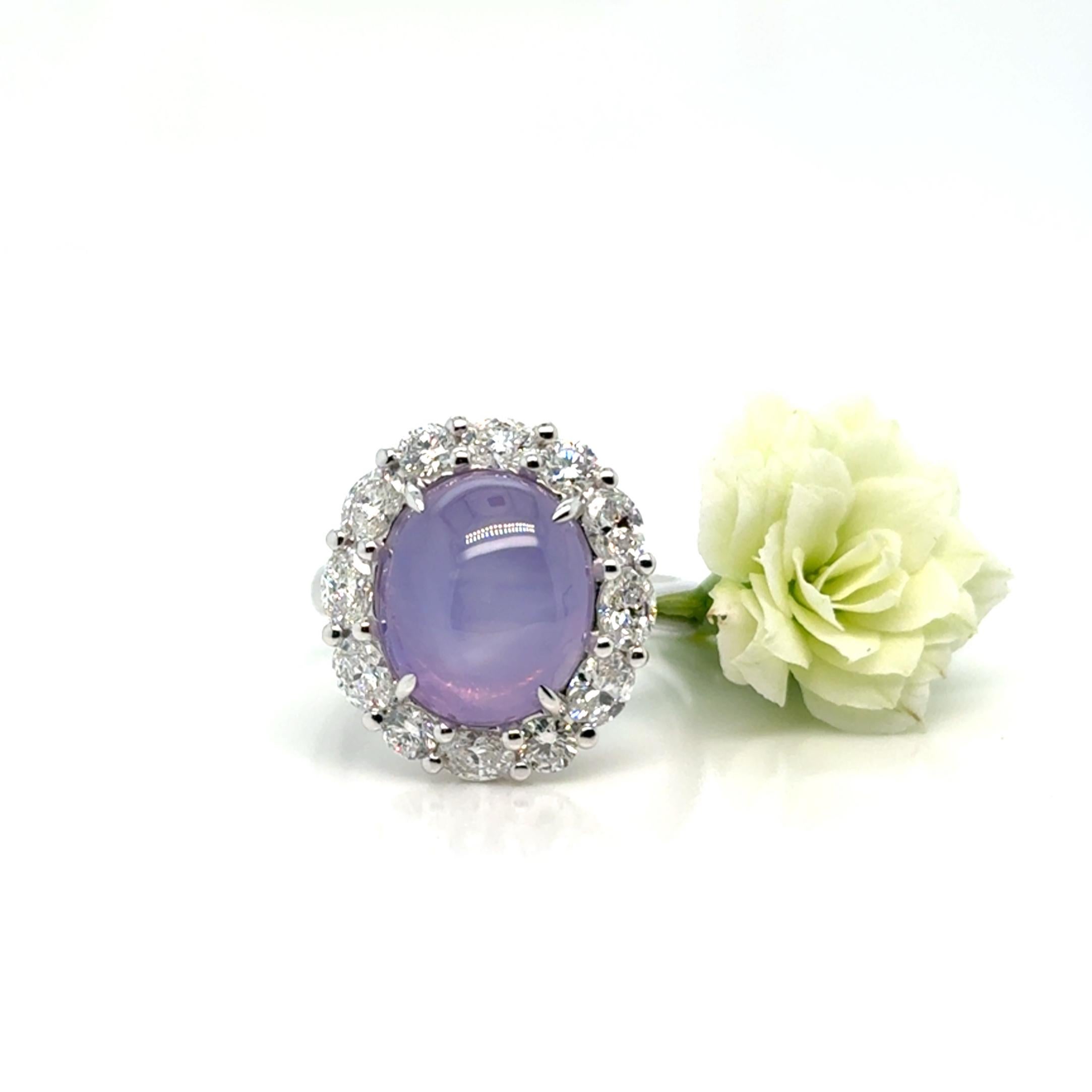 Pink Star Sapphire & Diamond Ring For Sale 1