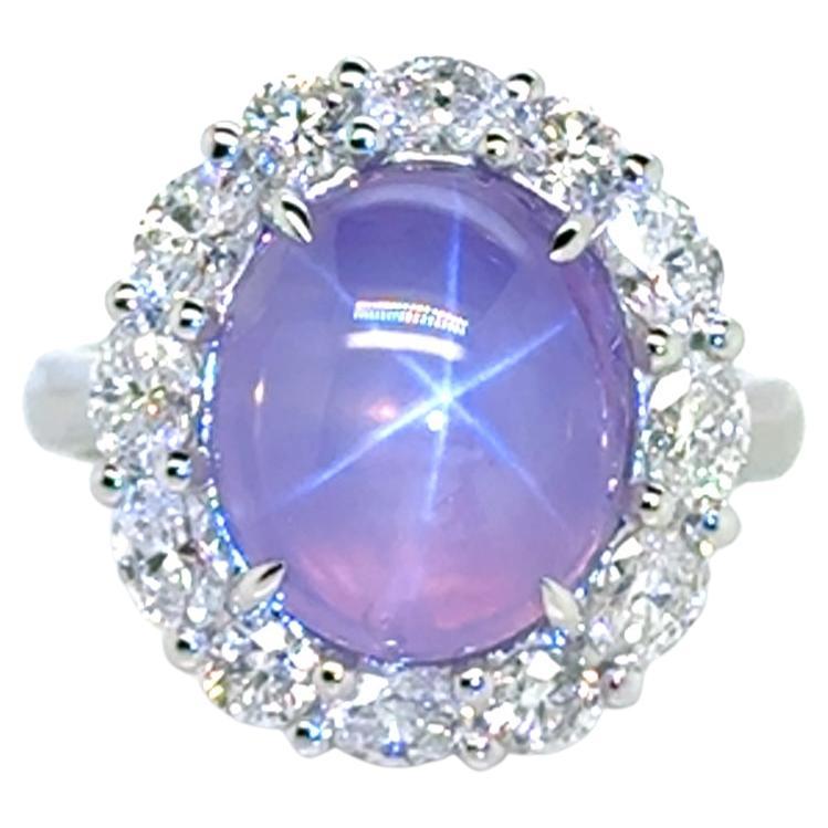 Pink Star Sapphire & Diamond Ring