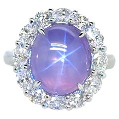 Pink Star Sapphire & Diamond Ring