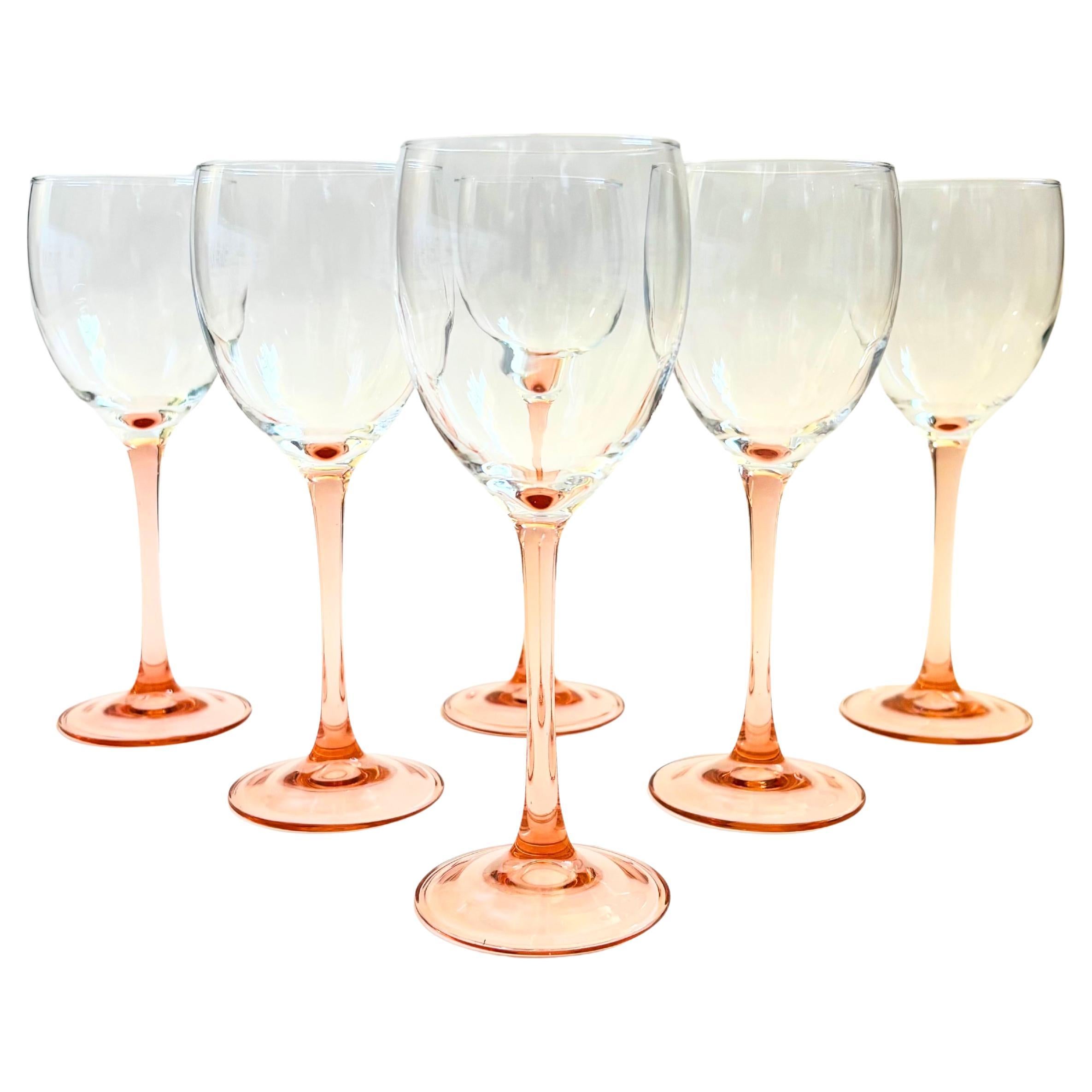 Pink Stem Wine Glasses - Set of 6