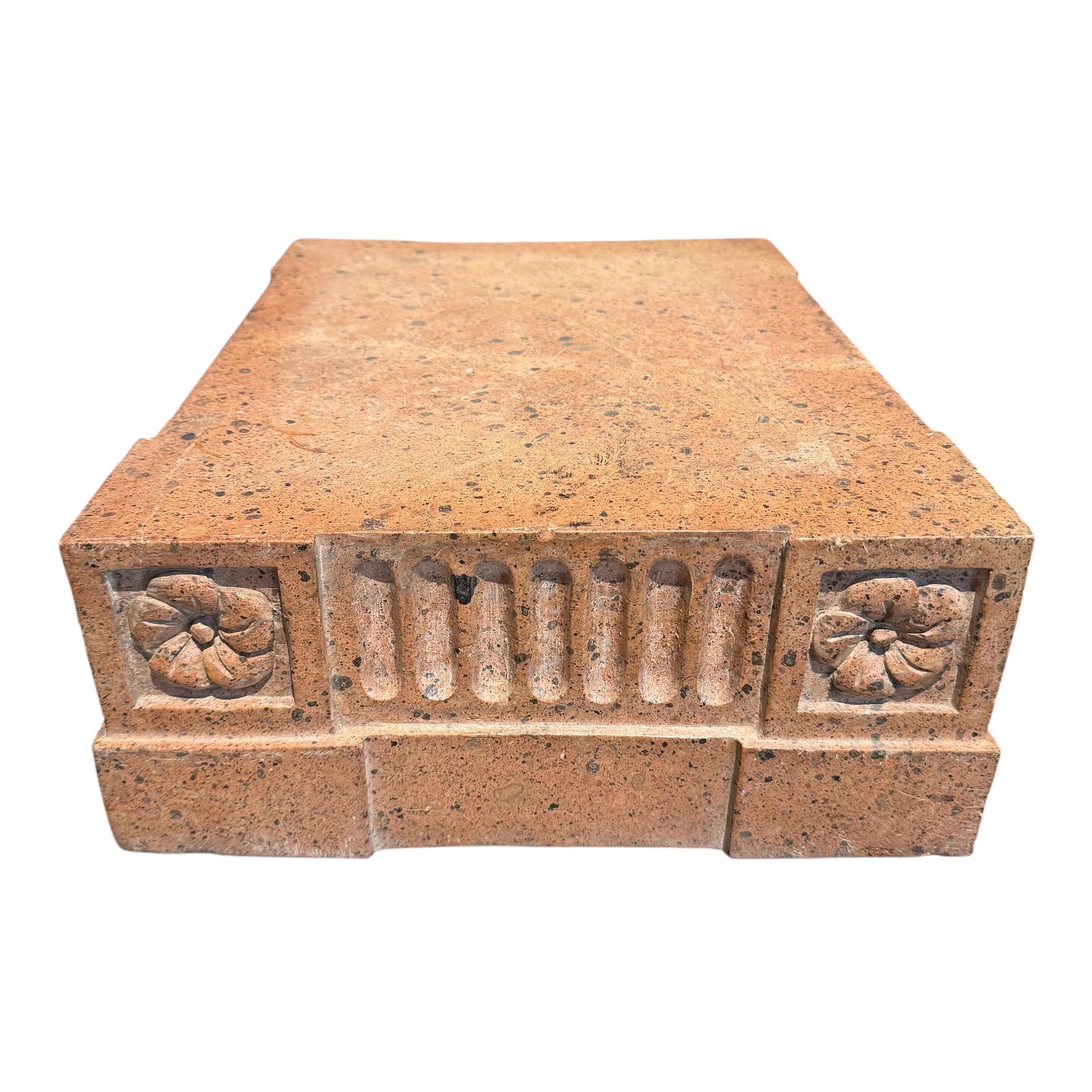 20th Century Pink Stone Architectural Plinth For Sale