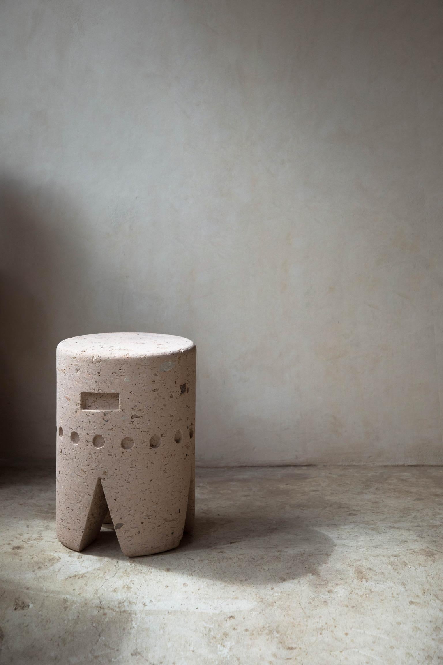 Pink stone totem 01 by Daniel Orozco
Material: natural Cantera.
Dimensions: D 30 x H 45 cm

Natural Cantera stone Totem.

Daniel Orozco Estudio
We are an inclusive interior design estudio, who love to work with fabrics and natural textiles in makes
