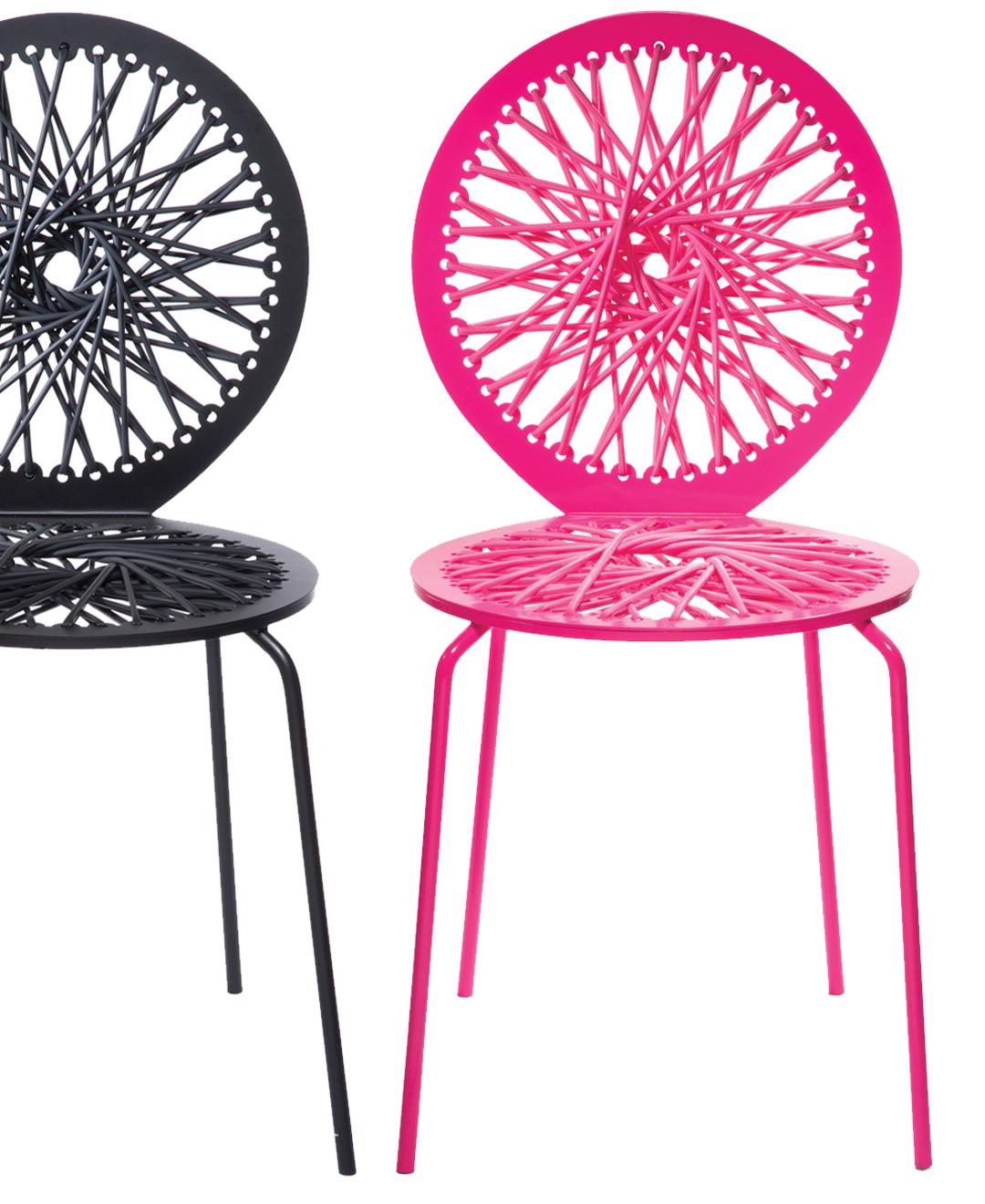 pink metal stool
