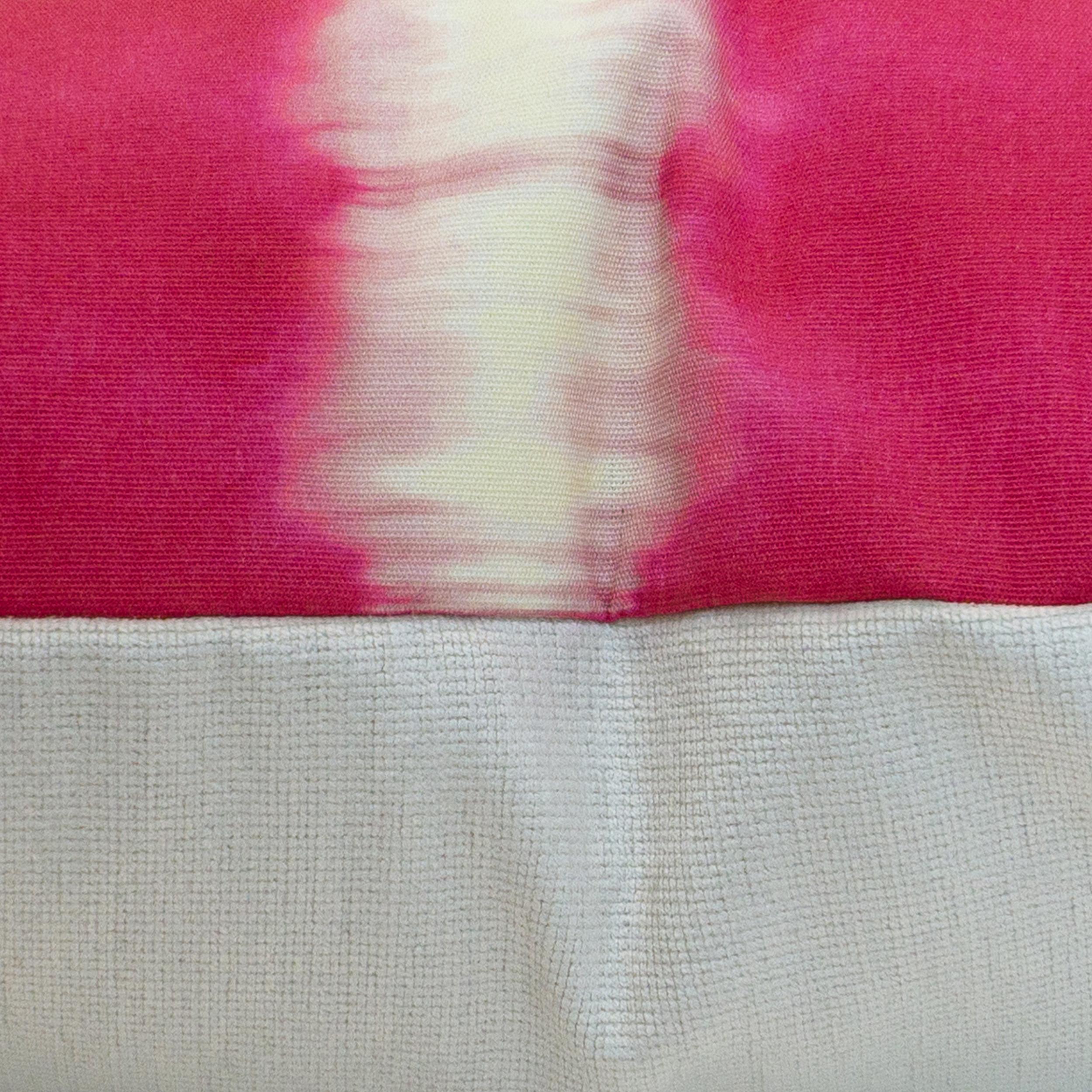 Pink Stripe Tie Dye Linen Square Pillows For Sale 1
