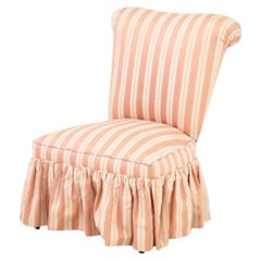 Pink Striped Silk Upholstered Slipper Chair