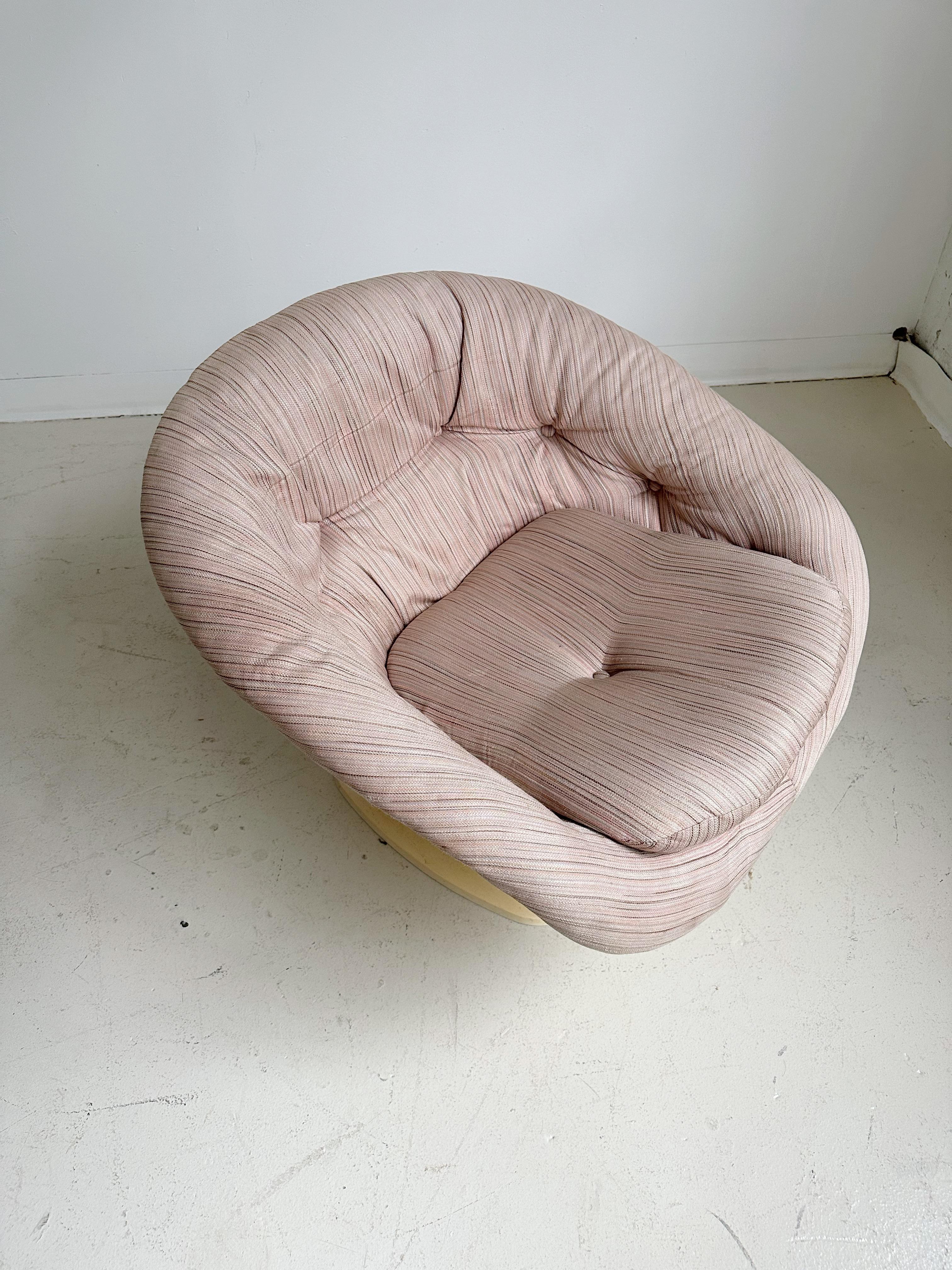 European Pink Striped Space Age Club Chair by Raphael Raffel, 60's