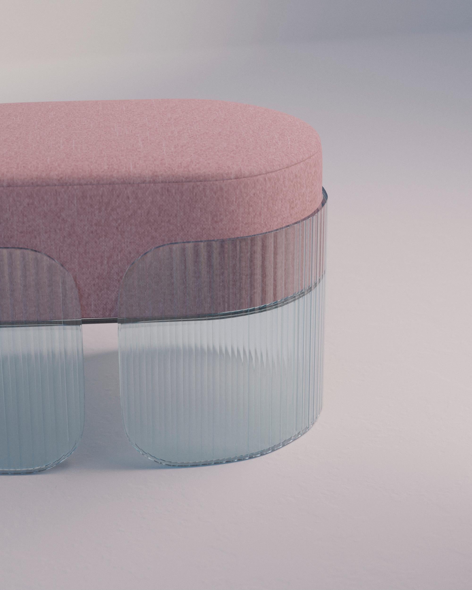 French Pink Sublime Ottoman M by Glass Variations For Sale