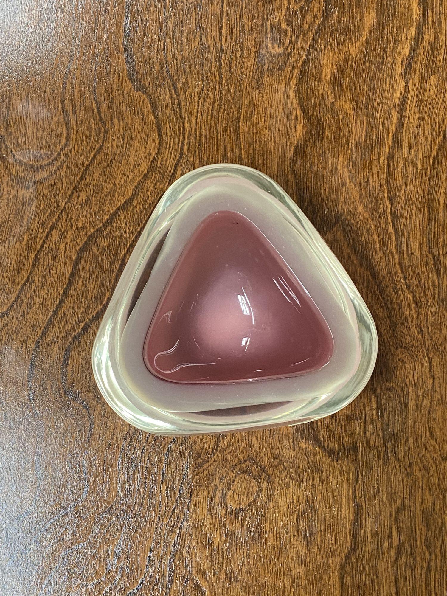 Pink Submerged Murano Glass Ring Tray by Flavio Poli, Italy For Sale 1