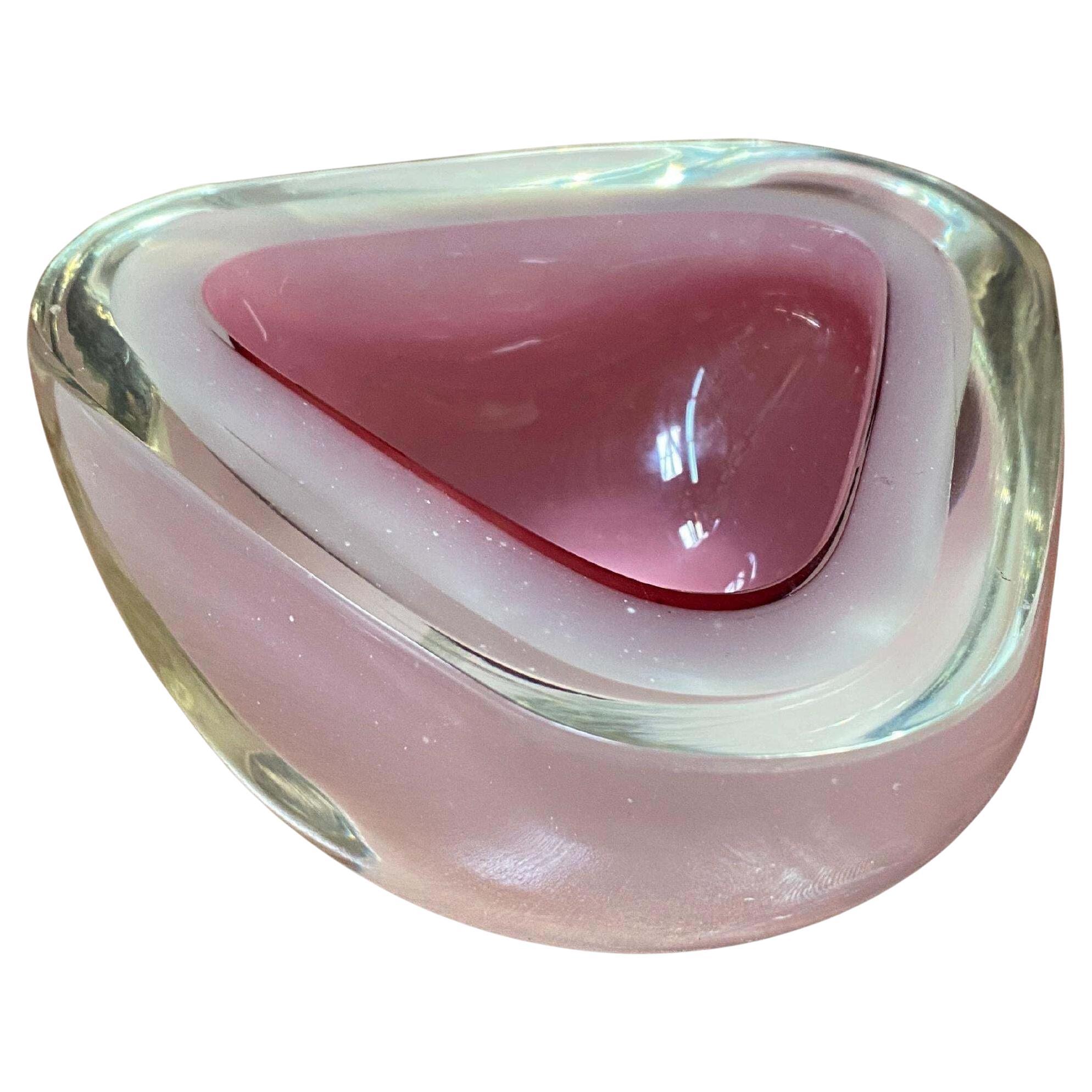Pink Submerged Murano Glass Ring Tray by Flavio Poli, Italy