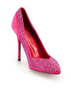 Pink Suede Crystal Embellished Pumps Size IT 37