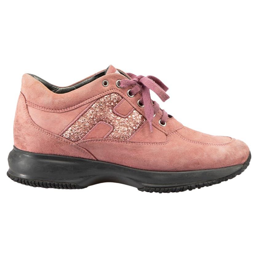 Pink Suede Interactive Glitter Trainers Size IT 37.5 For Sale