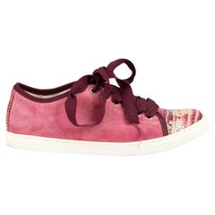 Pink Suede Leather Lizard Embossed Trainers Size IT 36