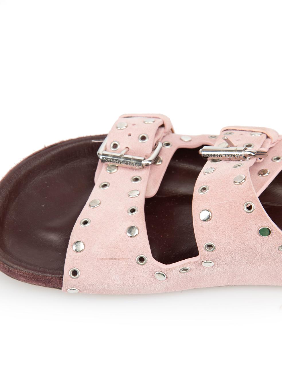 Pink Suede Lennyo Studded Detail Slides Size IT 38 For Sale 1