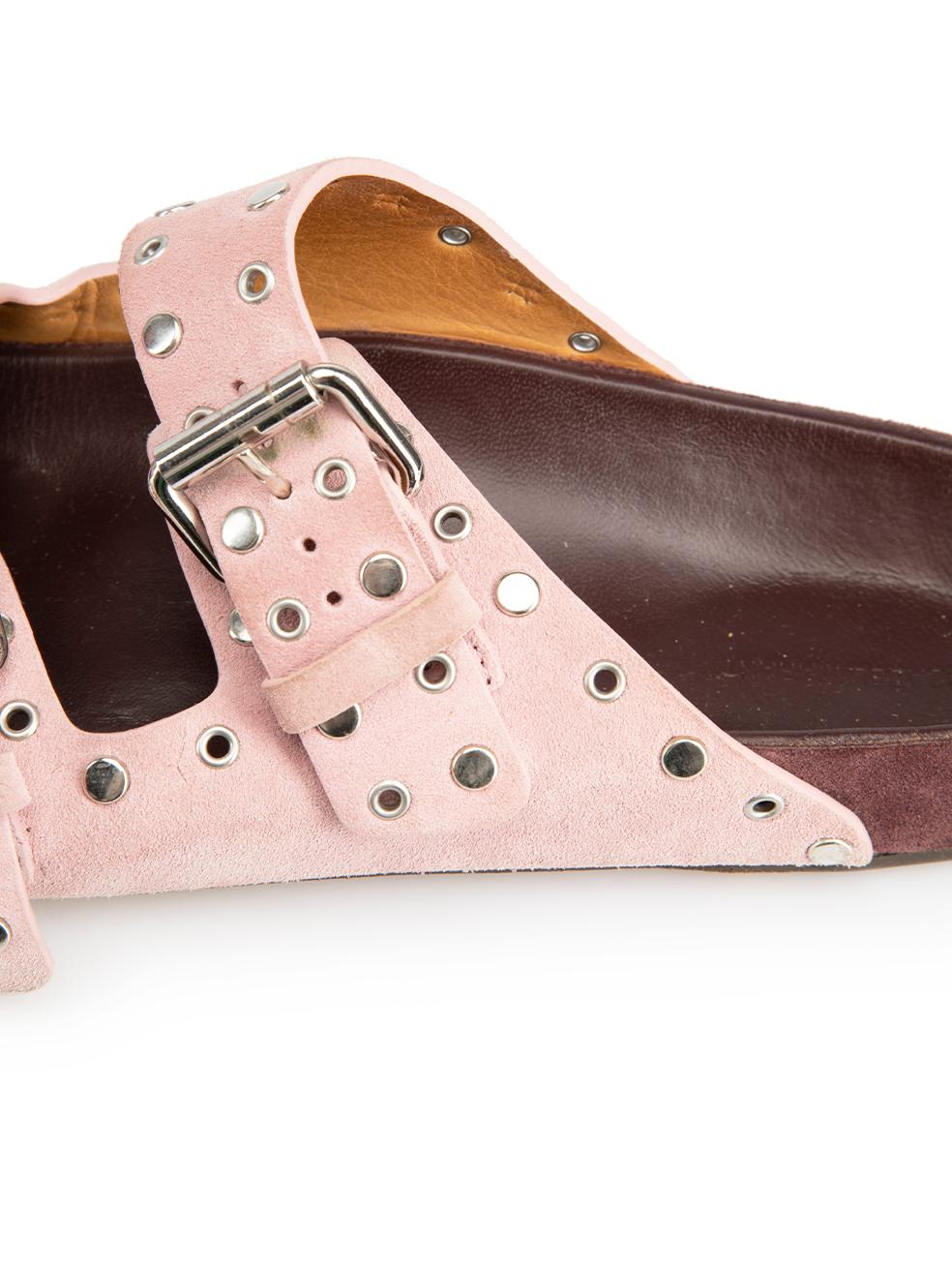 Pink Suede Lennyo Studded Detail Slides Size IT 38 For Sale 2