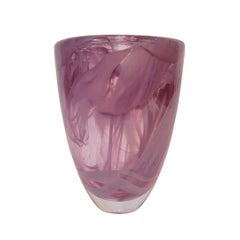 Vaso rosa Svezia "Atoll", Kosta Boda, Anna Ehrner per Kosta Boda, vetro soffiato