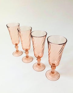Pink Swirl Champagne Flutes - Set of 4