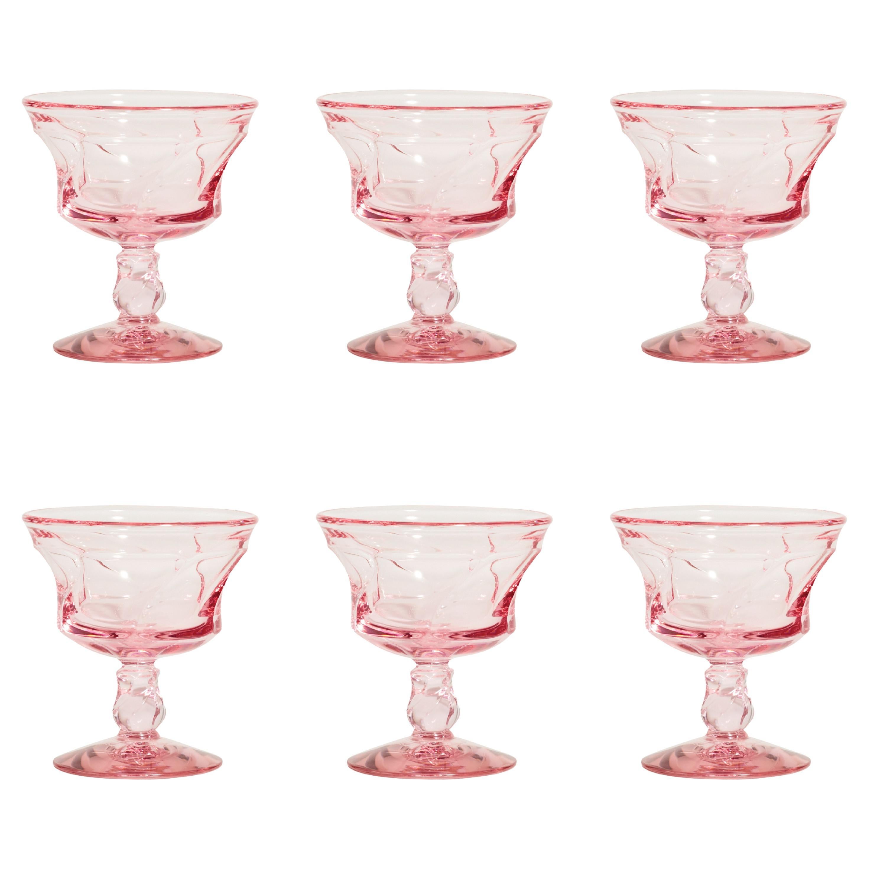 Pink Swirl Cocktail Goblets Set of Six