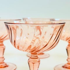 Pink Swirl Coupe Glasses - Set of 6 - France