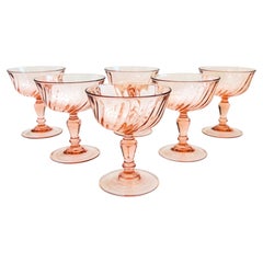 Pink Swirl Coupe Glasses - Set of 6 - France