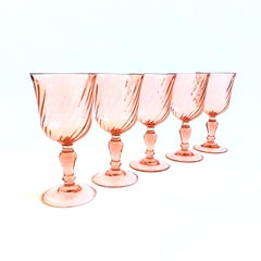 Pink Swirl Wine Glasses - Set of 5