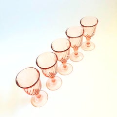 Pink Swirl Wine Glasses - Set of 5
