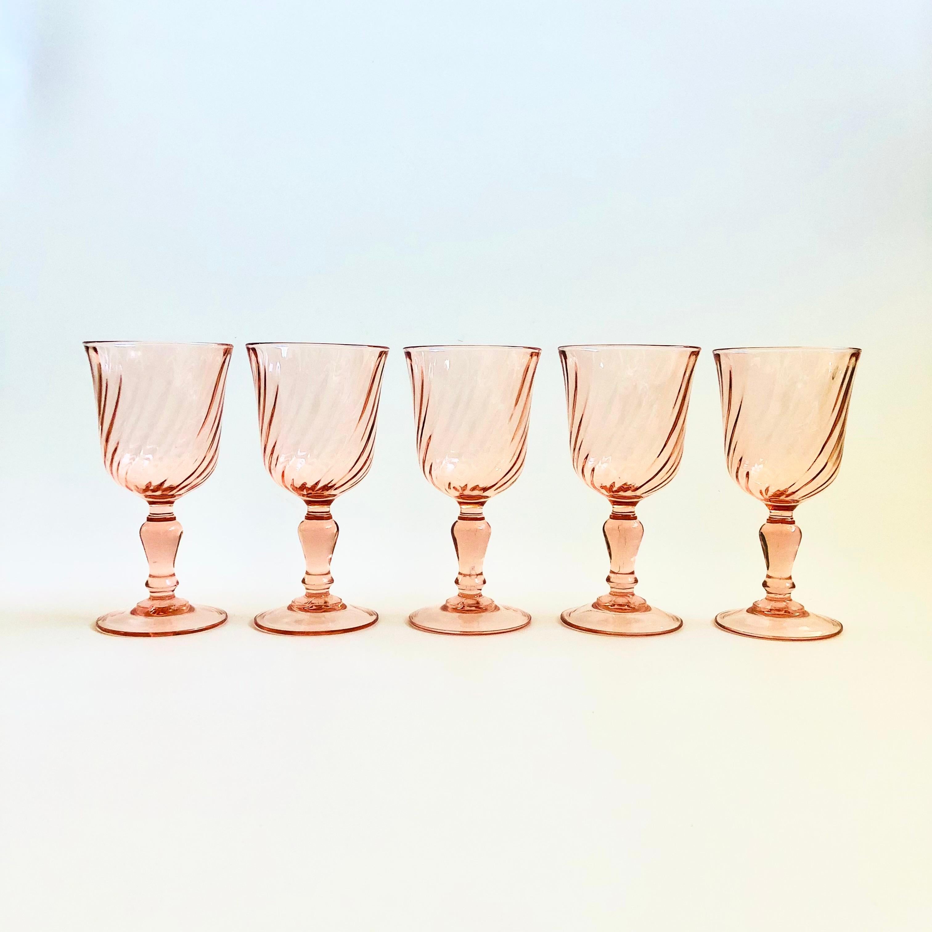 XX secolo Bicchieri da vino rosa - Set di 5 bicchieri in vendita