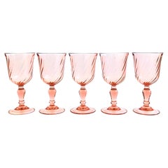 Verres à vin roses tourbillonnants - Lot de 5