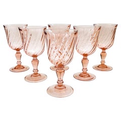 Pink Swirl Wine Goblets - Set of 6 - France