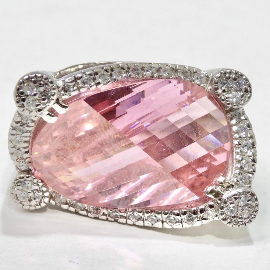 Pink Synthetic Sapphire Silver Ring In Good Condition In Scottsdale, AZ