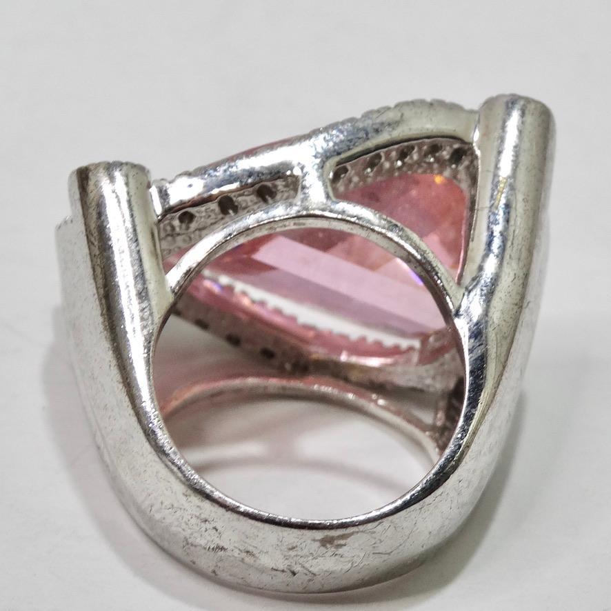 Pink Synthetic Sapphire Silver Ring 1
