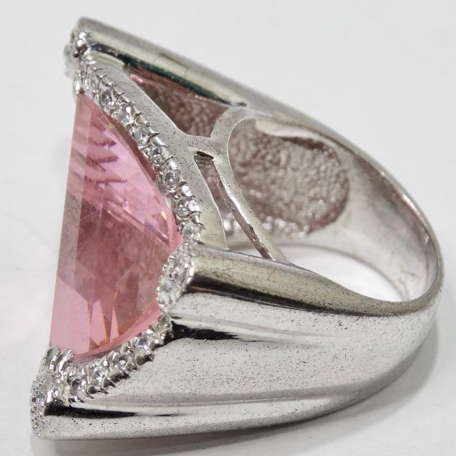 Pink Synthetic Sapphire Silver Ring 2