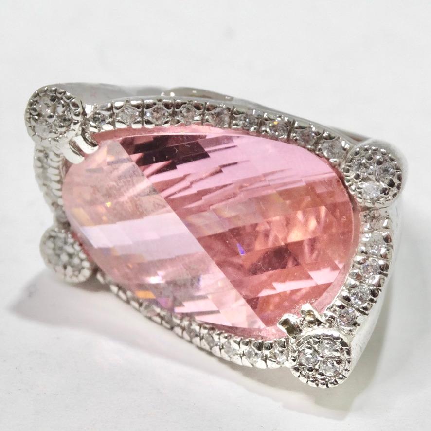 Pink Synthetic Sapphire Silver Ring 3