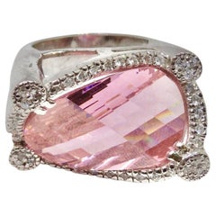 Vintage Pink Synthetic Sapphire Silver Ring