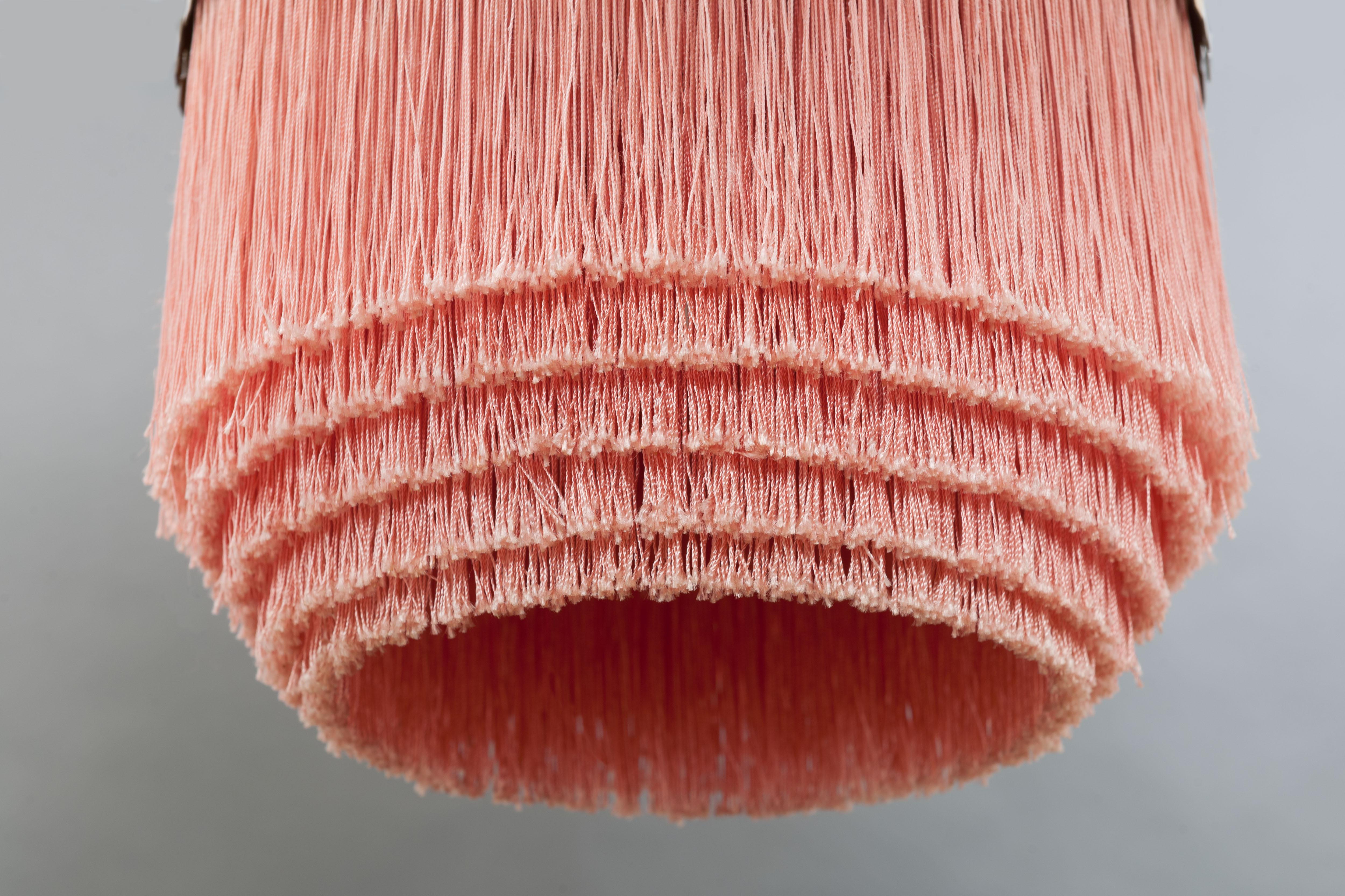 Silk Pink T601 Fringe Pendant by Hans Agne Jakobsson, Markaryd, Sweden, 1960s